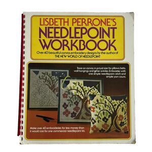 Vtg 1973 Lisbeth Perrone's Needlepoint Workbook Spiral Bound Canvas Embroidery